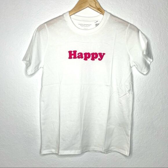 -French Connection Flocked Happy Boy Fit Tee NWT XS - Picture 3 of 11